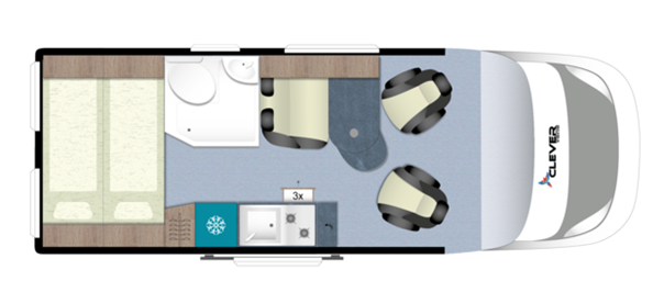 Clever Buscamper, buscamper-2p indeling