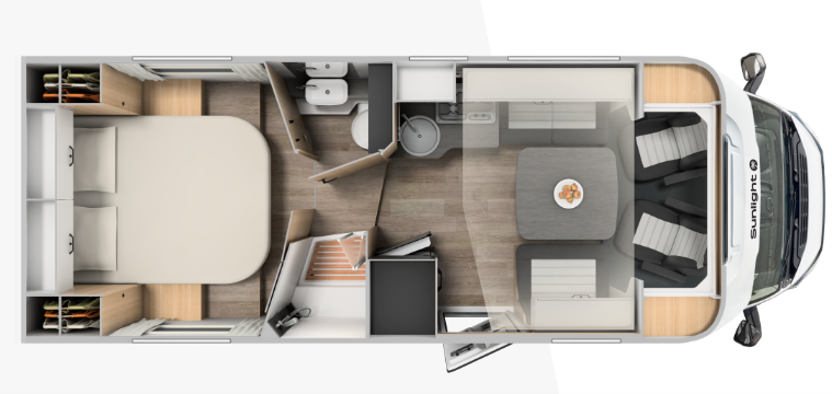 Sunlight T69LC, 2p, indeling