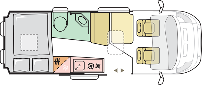 Adria, buscamper-2p indeling