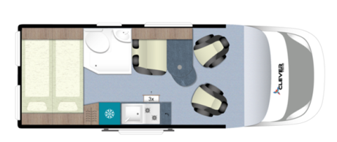 Clever Buscamper, buscamper-2p indeling