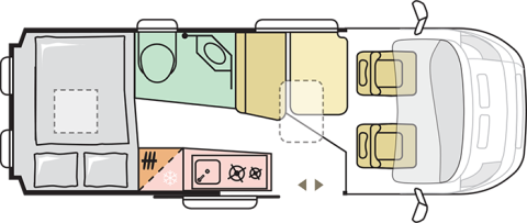 Adria, buscamper-2p indeling